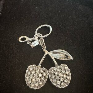 Coach Silver Cherry Keychain with Crystals